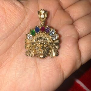 Gold Multicolor Indian head Pendant